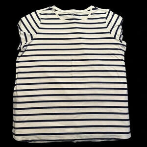Old Navy Slim Fit 4X White T-Shirt with Navy Stripes